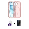 MARSİLYAN™- iPhone 16 Kılıf Siluet Minimal Prime - Siyah 3D Antistatik Hayalet Cam Ekran Koruyucu + Bilvis Titan Kamera Lens - PE