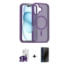 MARSİLYAN™- iPhone 16 Kılıf Siluet Minimal Prime - Siyah 3D Antistatik Hayalet Cam Ekran Koruyucu + Bilvis Titan Kamera Lens - YL