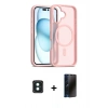 MARSİLYAN™- iPhone 16 Kılıf Siluet Minimal Prime - Siyah 3D Antistatik Hayalet Cam Ekran Koruyucu + PVD Metal Kamera Lens - YL