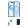 MARSİLYAN™- iPhone 16 Kılıf Siluet Minimal Prime - Siyah 3D Antistatik Hayalet Cam Ekran Koruyucu + Raze Metal Kamera Lens - LT