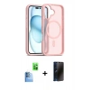 MARSİLYAN™- iPhone 16 Kılıf Siluet Minimal Prime - Siyah 3D Antistatik Hayalet Cam Ekran Koruyucu + Raze Metal Kamera Lens - LT