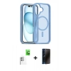 MARSİLYAN™- iPhone 16 Kılıf Siluet Minimal Prime - Siyah 3D Antistatik Hayalet Cam Ekran Koruyucu + Raze Metal Kamera Lens - BZ