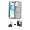MARSİLYAN™- iPhone 16 Kılıf Siluet Minimal Prime - Siyah 3D Antistatik Mat Seramik Nano Ekran Koruyucu + Bilvis Titan Kamera Lens - SH