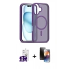 MARSİLYAN™- iPhone 16 Kılıf Siluet Minimal Prime - Siyah 3D Antistatik Mat Seramik Nano Ekran Koruyucu + Bilvis Titan Kamera Lens - PE