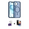 MARSİLYAN™- iPhone 16 Kılıf Siluet Minimal Prime - Siyah 3D Antistatik Mat Seramik Nano Ekran Koruyucu + Bilvis Titan Kamera Lens - SH