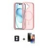 MARSİLYAN™- iPhone 16 Kılıf Siluet Minimal Prime - Siyah 3D Antistatik Mat Seramik Nano Ekran Koruyucu + Mavi PVD Metal Kamera Lens