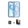 MARSİLYAN™- iPhone 16 Kılıf Siluet Minimal Prime - Siyah 3D Antistatik Mat Seramik Nano Ekran Koruyucu + Pembe PVD Metal Kamera Lens