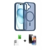 MARSİLYAN™- iPhone 16 Kılıf Siluet Minimal Prime - Siyah 3D Antistatik Mat Seramik Nano Ekran Koruyucu + Raze Metal Kamera Lens - BZ