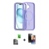 MARSİLYAN™- iPhone 16 Kılıf Siluet Minimal Prime - Siyah 3D Antistatik Mat Seramik Nano Ekran Koruyucu + Raze Metal Kamera Lens - SH
