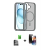 MARSİLYAN™- iPhone 16 Kılıf Siluet Minimal Prime - Siyah 3D Antistatik Mat Seramik Nano Ekran Koruyucu + Raze Metal Kamera Lens - SH
