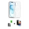 MARSİLYAN™- iPhone 16 Kılıf Siluet Minimal Prime - Siyah 3D Antistatik Mat Seramik Nano Ekran Koruyucu + Raze Metal Kamera Lens - SH