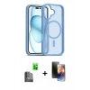 MARSİLYAN™- iPhone 16 Kılıf Siluet Minimal Prime - Siyah 3D Antistatik Mat Seramik Nano Ekran Koruyucu + Raze Metal Kamera Lens - SH