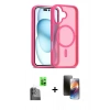 MARSİLYAN™- iPhone 16 Kılıf Siluet Minimal Prime - Siyah 3D Antistatik Mat Seramik Nano Ekran Koruyucu + Raze Metal Kamera Lens - SH