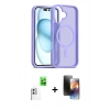 MARSİLYAN™- iPhone 16 Kılıf Siluet Minimal Prime - Siyah 3D Antistatik Mat Seramik Nano Ekran Koruyucu + Raze Metal Kamera Lens - BZ