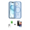 MARSİLYAN™- iPhone 16 Kılıf Siluet Minimal Prime - Siyah 3D Antistatik Mat Seramik Nano Ekran Koruyucu + Raze Metal Kamera Lens - BZ