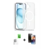 MARSİLYAN™- iPhone 16 Kılıf Siluet Minimal Prime - Siyah 3D Antistatik Mat Seramik Nano Ekran Koruyucu + Raze Metal Kamera Lens - BZ