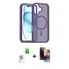 MARSİLYAN™- iPhone 16 Kılıf Siluet Minimal Prime - Siyah 3D Antistatik Mat Seramik Nano Ekran Koruyucu + Raze Metal Kamera Lens - BZ