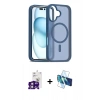 MARSİLYAN™- iPhone 16 Kılıf Siluet Minimal Prime - Siyah 3D Antistatik Seramik Nano Ekran Koruyucu + Bilvis Titan Kamera Lens - PE