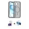 MARSİLYAN™- iPhone 16 Kılıf Siluet Minimal Prime - Siyah 3D Antistatik Seramik Nano Ekran Koruyucu + Bilvis Titan Kamera Lens - PE