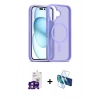MARSİLYAN™- iPhone 16 Kılıf Siluet Minimal Prime - Siyah 3D Antistatik Seramik Nano Ekran Koruyucu + Bilvis Titan Kamera Lens - PE