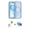 MARSİLYAN™- iPhone 16 Kılıf Siluet Minimal Prime - Siyah 3D Antistatik Seramik Nano Ekran Koruyucu + Raze Metal Kamera Lens - PE