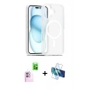 MARSİLYAN™- iPhone 16 Kılıf Siluet Minimal Prime - Siyah 3D Antistatik Seramik Nano Ekran Koruyucu + Raze Metal Kamera Lens - PE