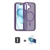 MARSİLYAN™- iPhone 16 Kılıf Siluet Minimal Prime - Siyah 3D Antistatik Seramik Nano Ekran Koruyucu + PVD Metal Kamera Lens - MI