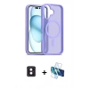MARSİLYAN™- iPhone 16 Kılıf Siluet Minimal Prime - Siyah 3D Antistatik Seramik Nano Ekran Koruyucu + PVD Metal Kamera Lens - PE