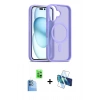 MARSİLYAN™- iPhone 16 Kılıf Siluet Minimal Prime - Siyah 3D Antistatik Seramik Nano Ekran Koruyucu + Raze Metal Kamera Lens - LT