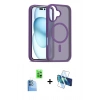 MARSİLYAN™- iPhone 16 Kılıf Siluet Minimal Prime - Siyah 3D Antistatik Seramik Nano Ekran Koruyucu + Raze Metal Kamera Lens - LT