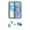 MARSİLYAN™- iPhone 16 Kılıf Siluet Minimal Prime - Siyah 3D Antistatik Seramik Nano Ekran Koruyucu + Raze Metal Kamera Lens - LT