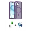 MARSİLYAN™- iPhone 16 Kılıf Siluet Minimal Prime - Siyah 3D Antistatik Seramik Nano Ekran Koruyucu + Raze Metal Kamera Lens - BZ