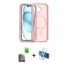 MARSİLYAN™- iPhone 16 Kılıf Siluet Minimal Prime - Siyah 3D Antistatik Seramik Nano Ekran Koruyucu + Raze Metal Kamera Lens - SH