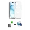 MARSİLYAN™- iPhone 16 Kılıf Siluet Minimal Prime - Siyah 3D Antistatik Seramik Nano Ekran Koruyucu + Raze Metal Kamera Lens - SH