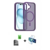 MARSİLYAN™- iPhone 16 Kılıf Siluet Minimal Prime - Siyah 3D Antistatik Seramik Nano Ekran Koruyucu + Raze Metal Kamera Lens - SH