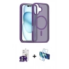 MARSİLYAN™- iPhone 16 Kılıf Siluet Minimal Prime - Siyah 3D Antistatik Seramik Nano Ekran Koruyucu + Yeşil Bilvis Titan Kamera Lens