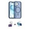 MARSİLYAN™- iPhone 16 Kılıf Siluet Minimal Prime - Siyah 3D Antistatik Seramik Nano Ekran Koruyucu + Yeşil Bilvis Titan Kamera Lens