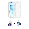 MARSİLYAN™- iPhone 16 Kılıf Siluet Minimal Prime - Siyah 3D Antistatik Seramik Nano Ekran Koruyucu + Yeşil Bilvis Titan Kamera Lens