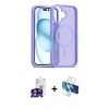 MARSİLYAN™- iPhone 16 Kılıf Siluet Minimal Prime - Siyah 3D Antistatik Seramik Nano Ekran Koruyucu + Yeşil Bilvis Titan Kamera Lens