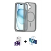MARSİLYAN™- iPhone 16 Kılıf Siluet Minimal Prime - Siyah 3D Antistatik Seramik Nano Ekran Koruyucu + Yeşil Bilvis Titan Kamera Lens