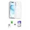 MARSİLYAN™- iPhone 16 Kılıf Siluet Minimal Prime - Siyah Bilvis 5in1 3D Magic Cam Ekran Koruyucu + Raze Metal Kamera Lens - BZ