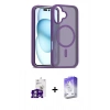 MARSİLYAN™- iPhone 16 Kılıf Siluet Minimal Prime - Siyah Bilvis 5in1 3D Magic Cam Ekran Koruyucu + Bilvis Titan Kamera Lens - GS