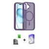 MARSİLYAN™- iPhone 16 Kılıf Siluet Minimal Prime - Siyah Bilvis 5in1 3D Magic Cam Ekran Koruyucu + Raze Metal Kamera Lens - SH