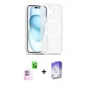 MARSİLYAN™- iPhone 16 Kılıf Siluet Minimal Prime - Siyah Bilvis 5in1 3D Magic Cam Ekran Koruyucu + Raze Metal Kamera Lens - PE