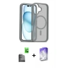 MARSİLYAN™- iPhone 16 Kılıf Siluet Minimal Prime - Siyah Bilvis 5in1 3D Magic Cam Ekran Koruyucu + Raze Metal Kamera Lens - SH