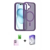 MARSİLYAN™- iPhone 16 Kılıf Siluet Minimal Prime - Siyah Bilvis 5in1 3D Magic Cam Ekran Koruyucu + Raze Metal Kamera Lens - PE