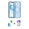 MARSİLYAN™- iPhone 16 Kılıf Siluet Minimal Prime - Siyah Bilvis 5in1 3D Magic Cam Ekran Koruyucu + Raze Metal Kamera Lens - LT