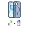 MARSİLYAN™- iPhone 16 Kılıf Siluet Minimal Prime - Siyah Bilvis 5in1 3D Magic Cam Ekran Koruyucu + Raze Metal Kamera Lens - PE