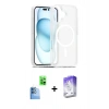 MARSİLYAN™- iPhone 16 Kılıf Siluet Minimal Prime - Siyah Bilvis 5in1 3D Magic Cam Ekran Koruyucu + Raze Metal Kamera Lens - LT