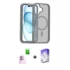 MARSİLYAN™- iPhone 16 Kılıf Siluet Minimal Prime - Siyah Bilvis 5in1 3D Magic Cam Ekran Koruyucu + Raze Metal Kamera Lens - PE
